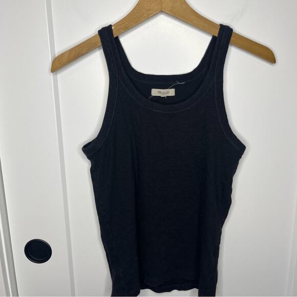 Madewell True Black Stretch Knit Audio Tank Top Size Small - Picture 2 of 6